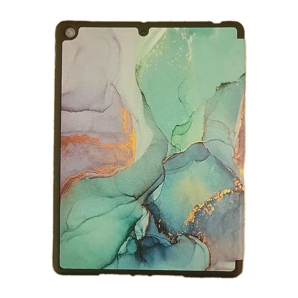 Soke For iPad 9th Gen 10.2 inch 2021 Smart Case Stand Back Cover-Emerald Marbel